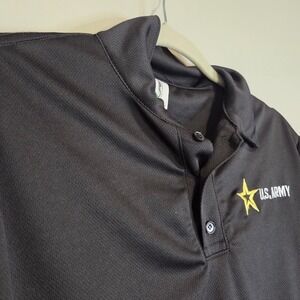 Expert US Army Military Performance Polo Shirt Mens Medium Black Embroidered USA